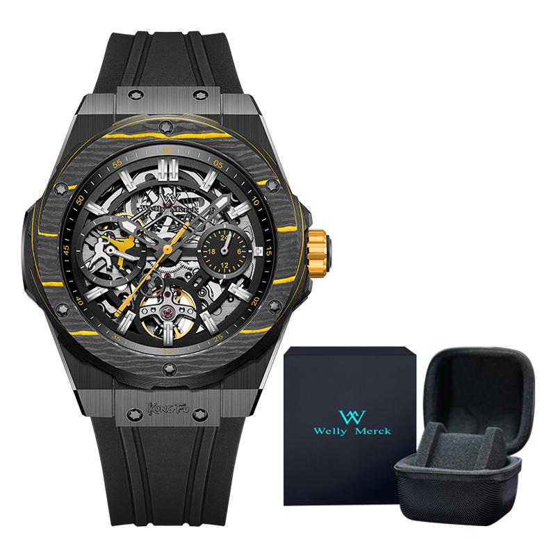 WM Watch Men Automatic Mechanical Skeleton Watch Collaboration Series Limited Edition 80 Hours Power Reserve Welly Merck WM128