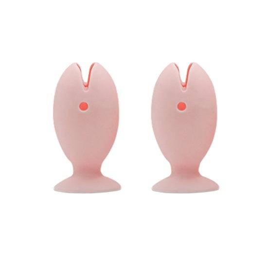 

2PCS Toothbrush Holder Fish Shape with Strong Suction Cup Toothbrush Holder Soft Silicone Quick Drain Bathroom Organizer розовый