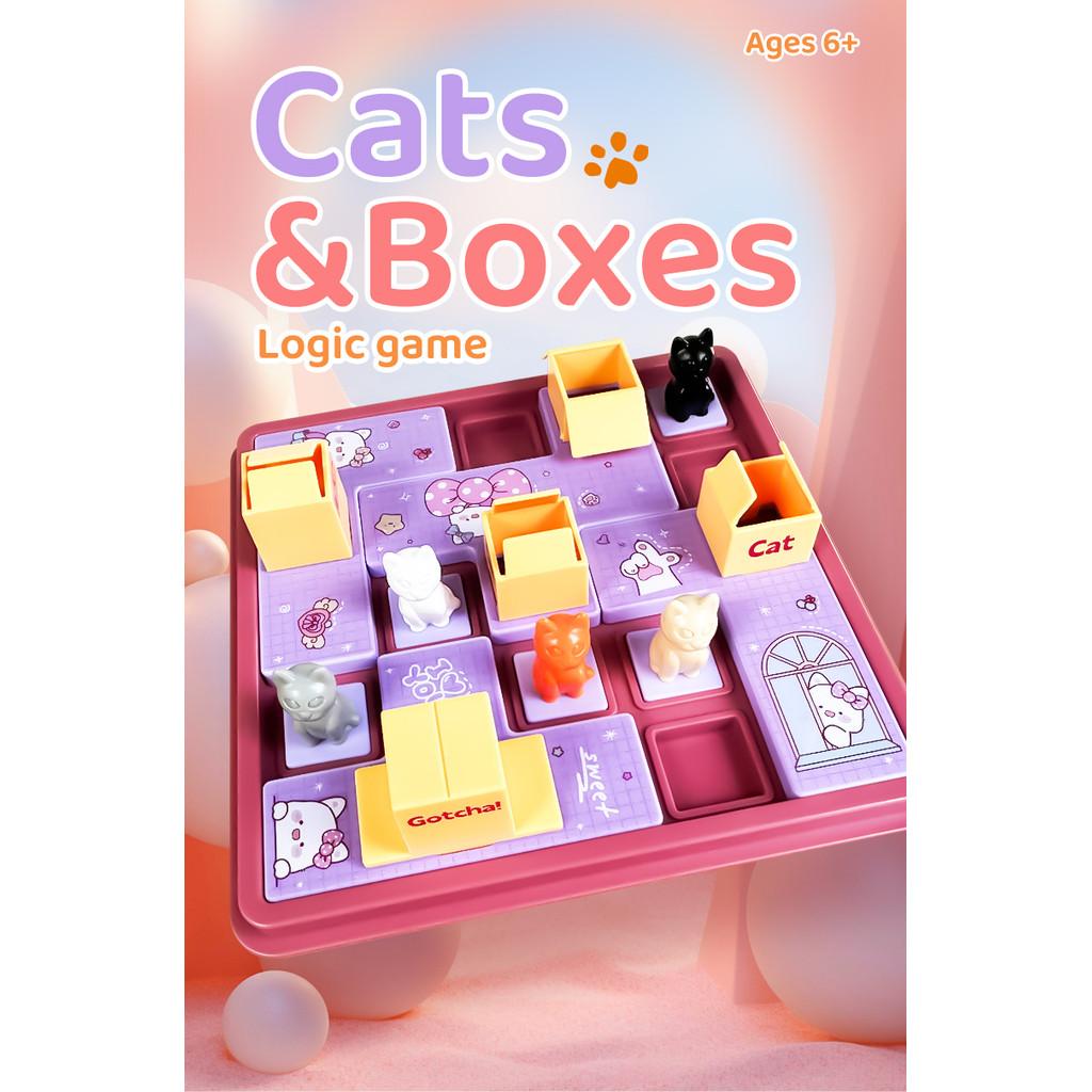 Doofunle Children Education Learning Toy Cat Express Box Board Game Puzzle Logic Game IQ Training Spatial Planning Animal Theme