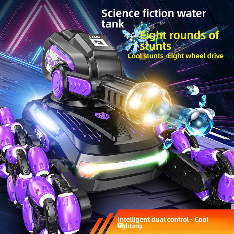 Eight-Wheel Stunt Remote Control Tank Car, Can Launch Water Bombs, Climbing Off-Road Gesture Sensing Toy Car