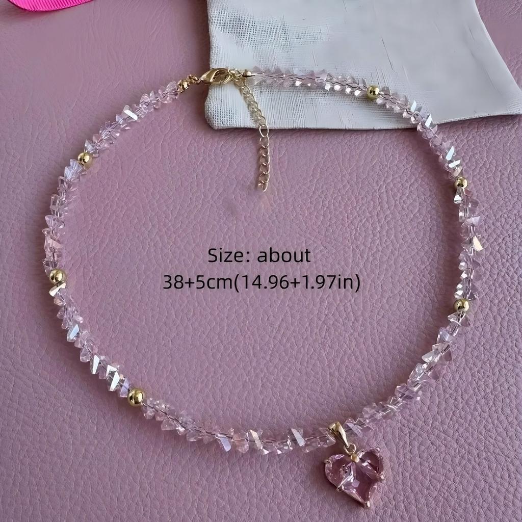 Fashion Vintage Sexy Tassels Zircon Heart Pendant Necklace for Women Boho Geometric Baroque Transparent Crystal Chain Jewelry