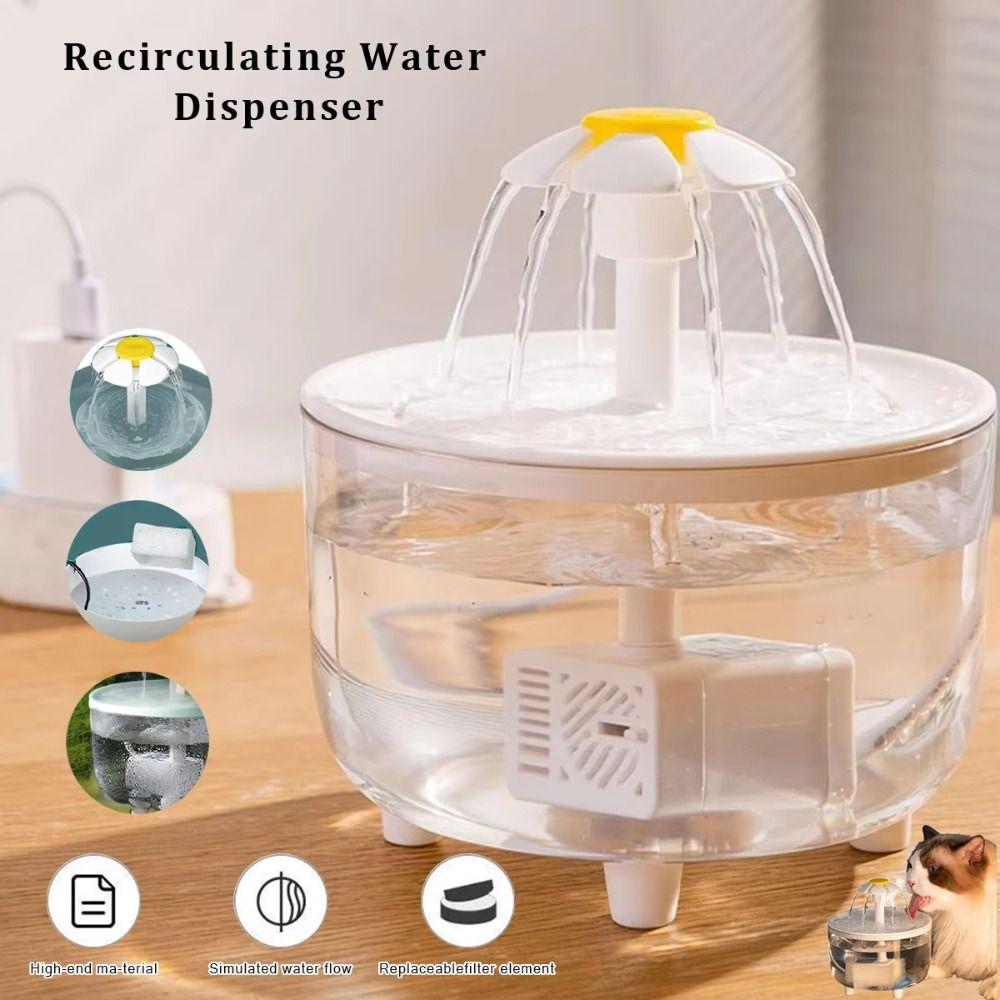 Electric Cat Water Dispenser Flower Nozzle Pet Drinking Fountain  Pets Home Alone