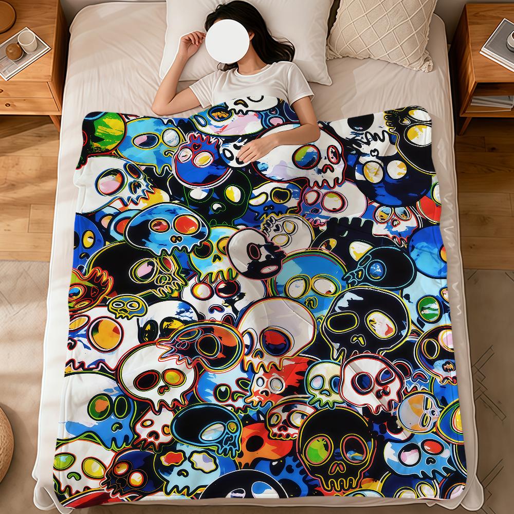 flower face Abstract pop modern murakami soft warm plush blanket dorm sofa living room pet hogar bedroom gift nap home Flannel