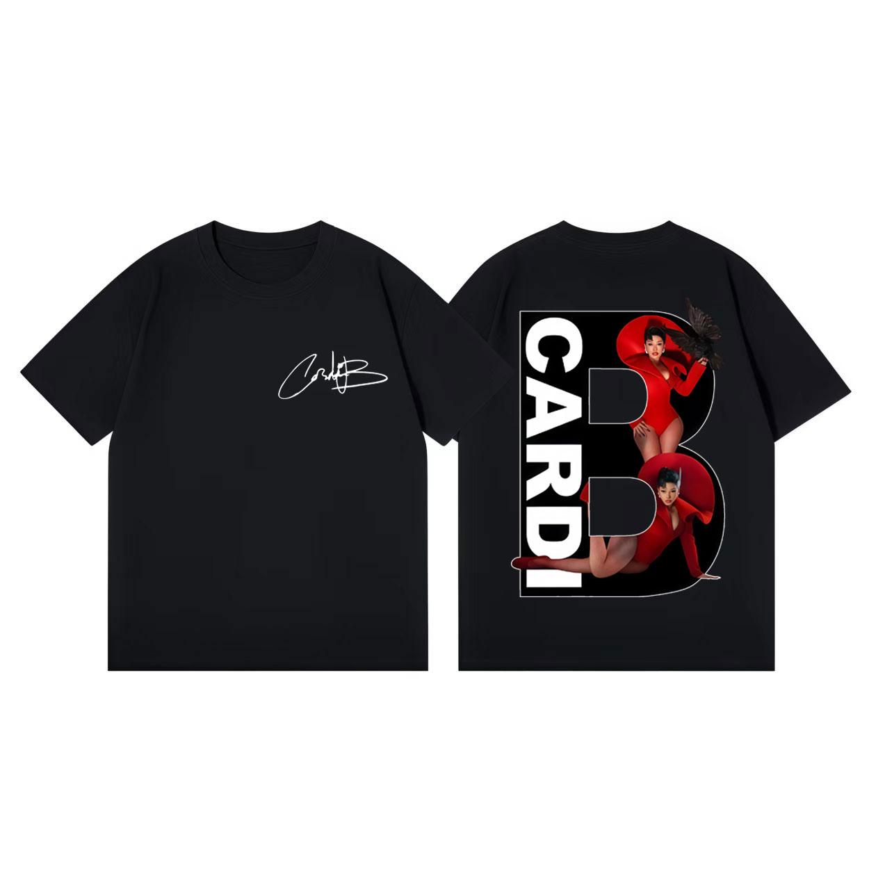 Rapper Cardi B Album Merch Tshirts Harajuku Hip Hop Pop Music Short Sleeve Tshirt Men Women Casual Fashion Oversized T Shirts S