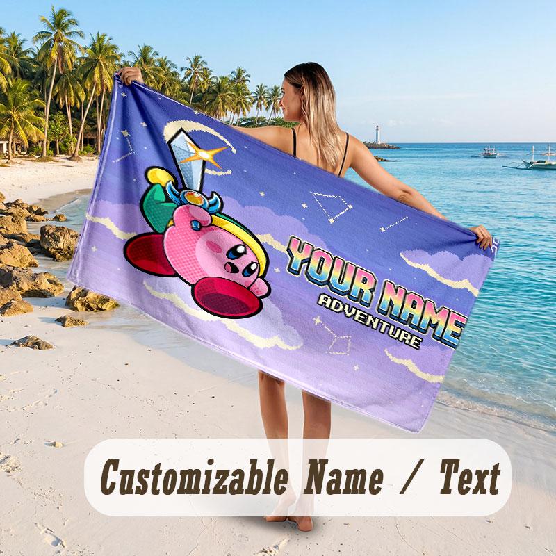 Personalized Beach Towel,Kirby Custom Printed Name Text, Super Absorbent Towel For Beach Vacation