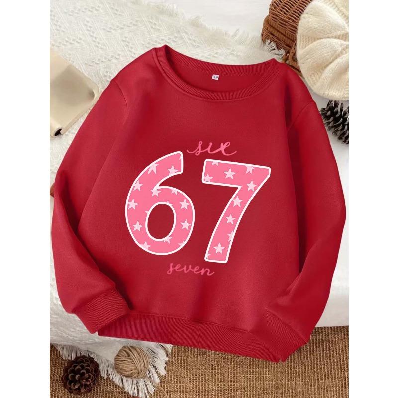 European sizes Comfortable Kids' Crew Neck Sweatshirt | Casual Fashion, Random Print, Suitable for Ages 3 and Up, Perfect for Fall/Winter