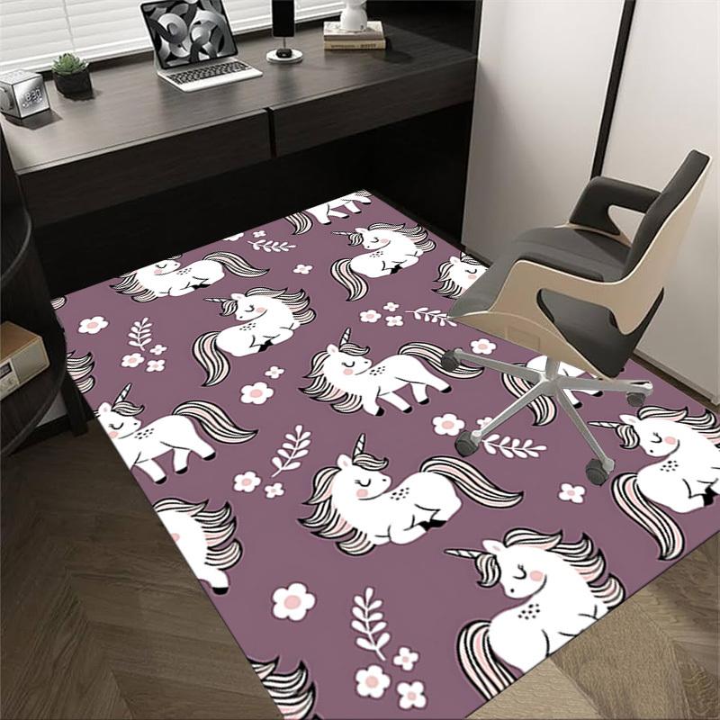 

1PC Unicorns Flowers Non-Slip Floor Carpet Compatible for Office&Living Room&Bedroom&Dining room - Flat-Weave Machine-O325 60cm by 90cm