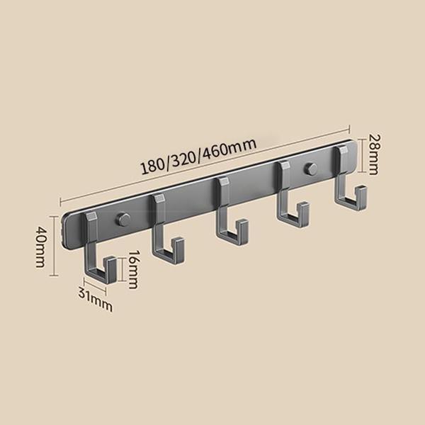 Ganci a 3/5/7 file in alluminio montati a parete gancio portachiavi da parete appendino portasciugamani da parete gancio a parete camera da letto bagno appendiabiti da toilette gancio a fila montato a parete