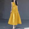 ZANZEA Women Lace Up Round Neck Summer Casual Sleeveless Dress