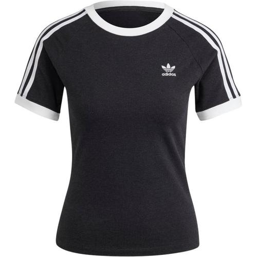 

adidas Women s 3 Stripes Slim Raglan T Shirt Black Melange IU2429 S