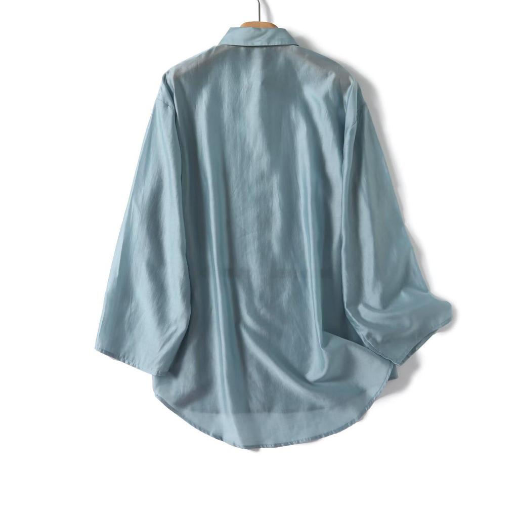 Women's Spring 2025 Flowy Long-Sleeve Lapel Shirt - Versatile Fashion for a Chic Commute