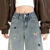 Women Straight Leg Denim Jeans Casual Solid Color Cotton Blend High Waist Daily Streetwear Long Pants