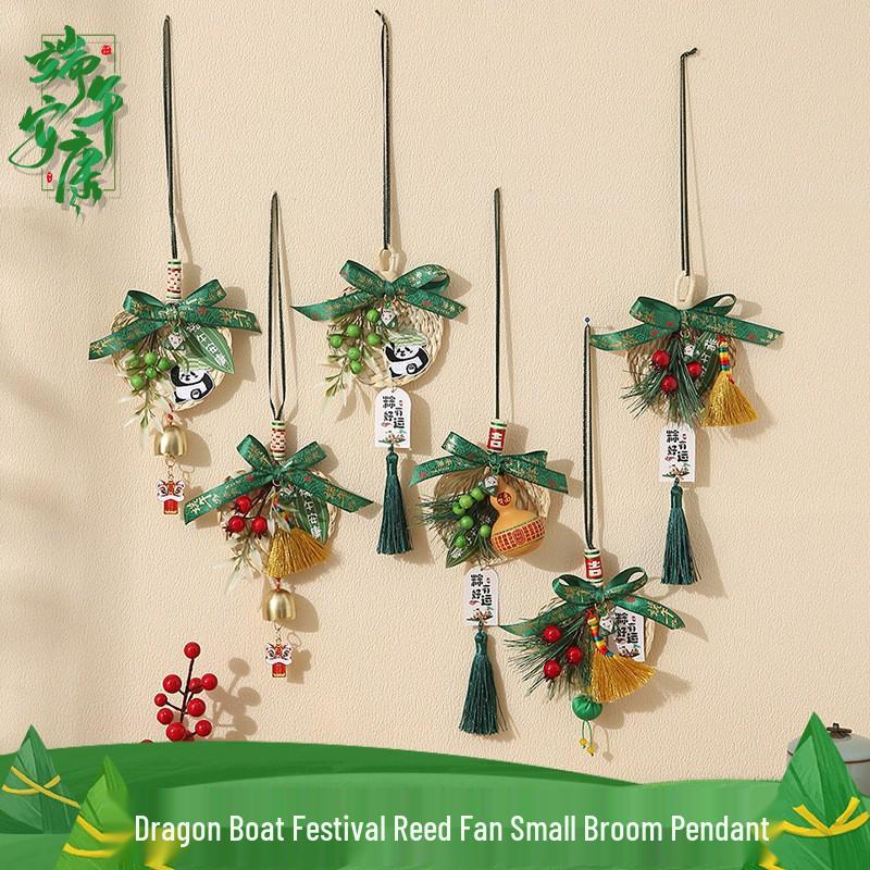 2026 Dragon Boat Festival Mugwort Fan Pendant & Indoor Sachet Bells for Door Handle and Decoration