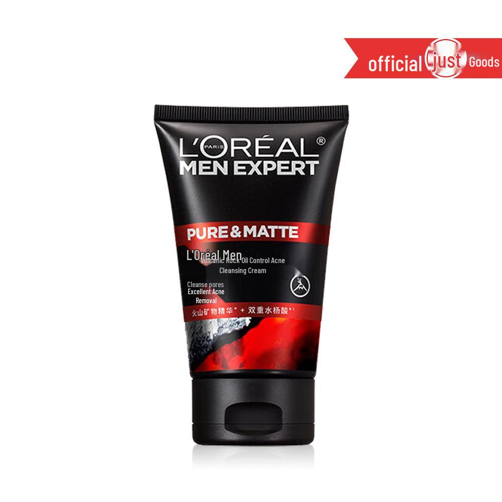 L'Oréal Men Oil Control Charcoal Cleanser 100ml - Refreshing Volcanic Rock Moisturizer