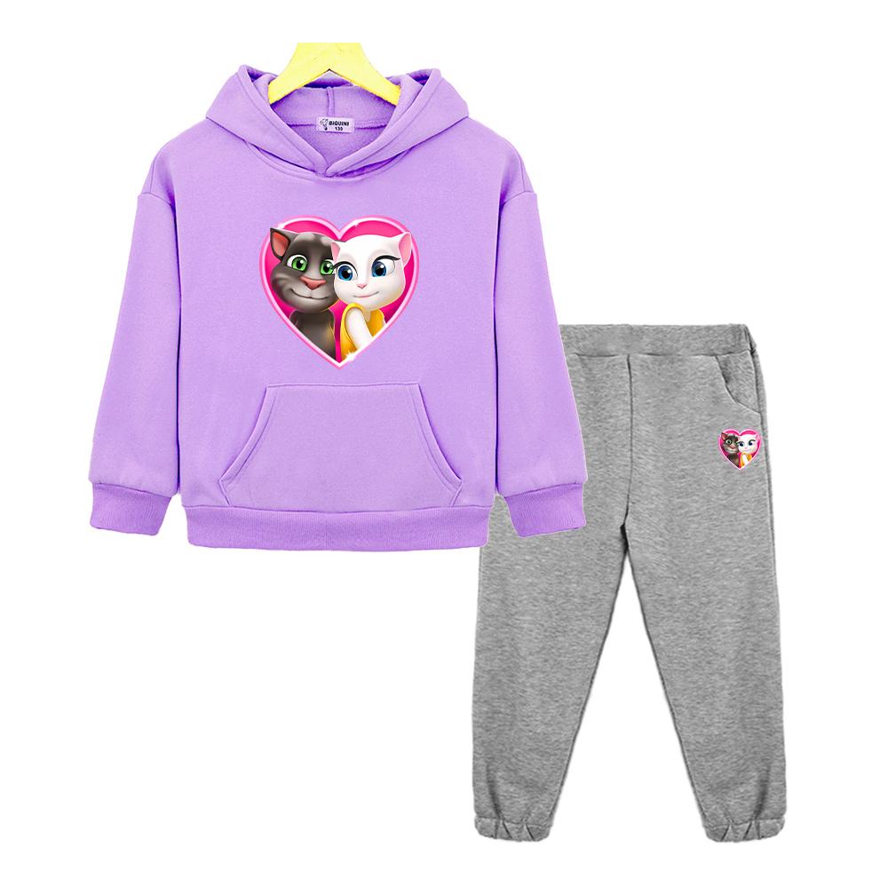 2 pièces pull+Pant Pantalon Chat Tom qui parle Sweat à capuche Sweat à manches longues polaire Veste garçons filles Ensembles de sport à capuche vêtements boutique enfants Noël