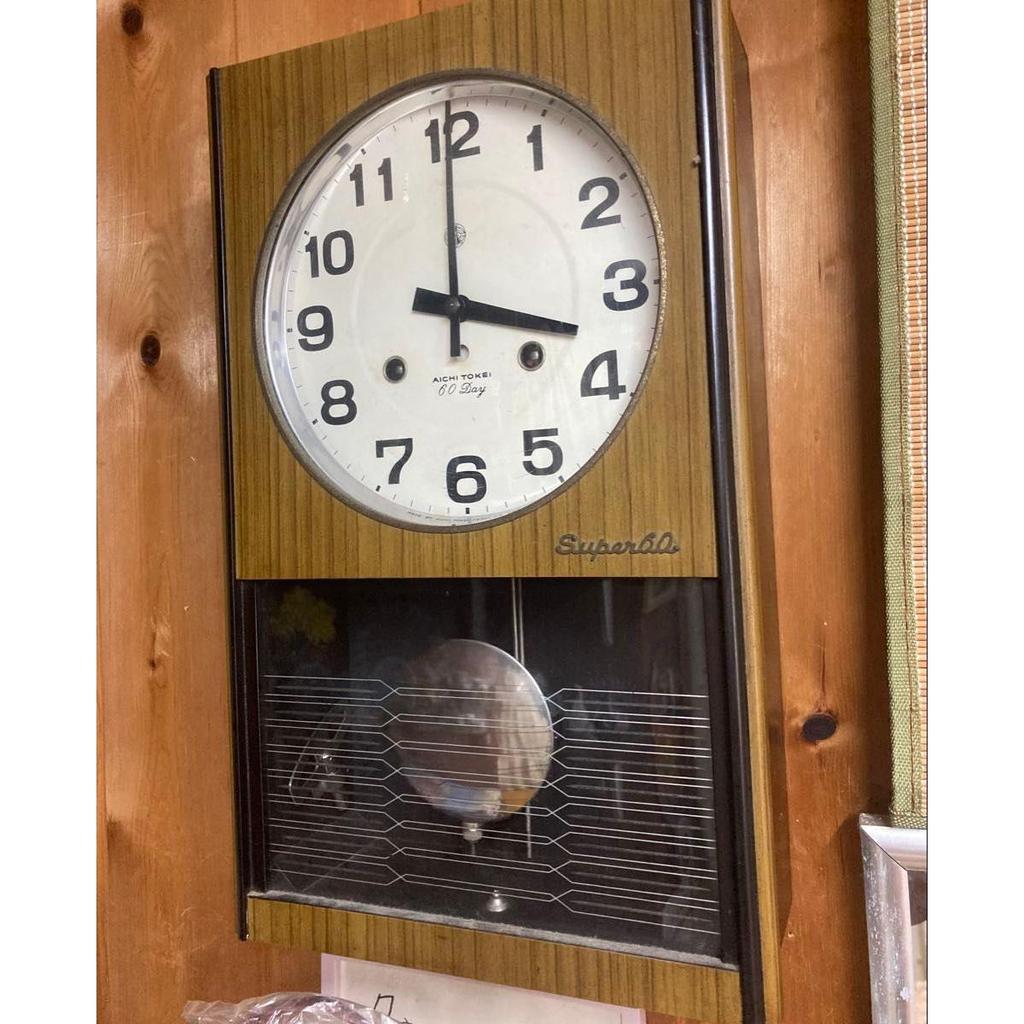 Used Aichi Clock AICHI TOKEI 60Day Pendulum Clock Wall Clock Showa Retro