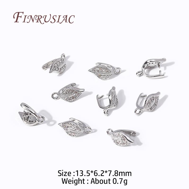 Multi Types 18K Gold Plated Inlaid Zircon Beila For Pendants,Pinch Clip Bails For Crystal Agate Jewelry Making,Pendant Connector