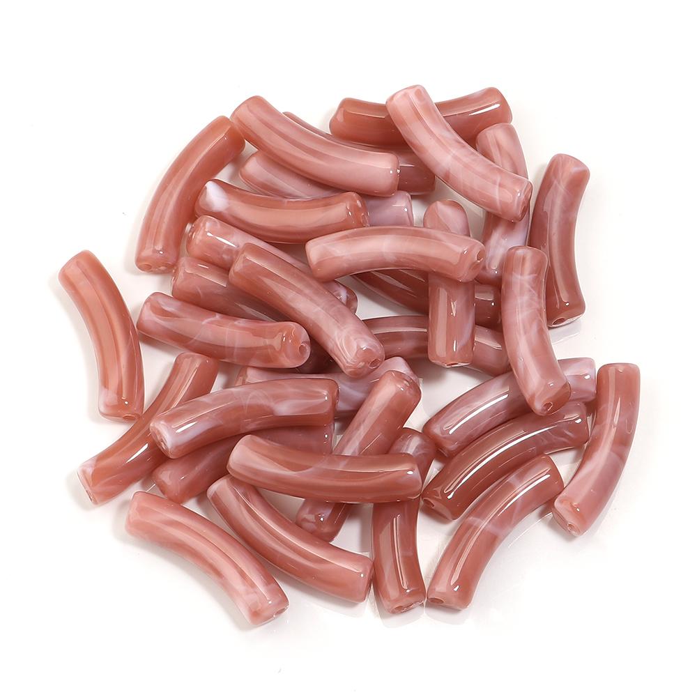 30 pezzi/lotto Perline Tubolari Curve in Acrilico Bicolore Forma Sottile di Bambù Perline Distanziatrici Sfuse Per Braccialetti Collane Fai da te Accessori per Gioielli
