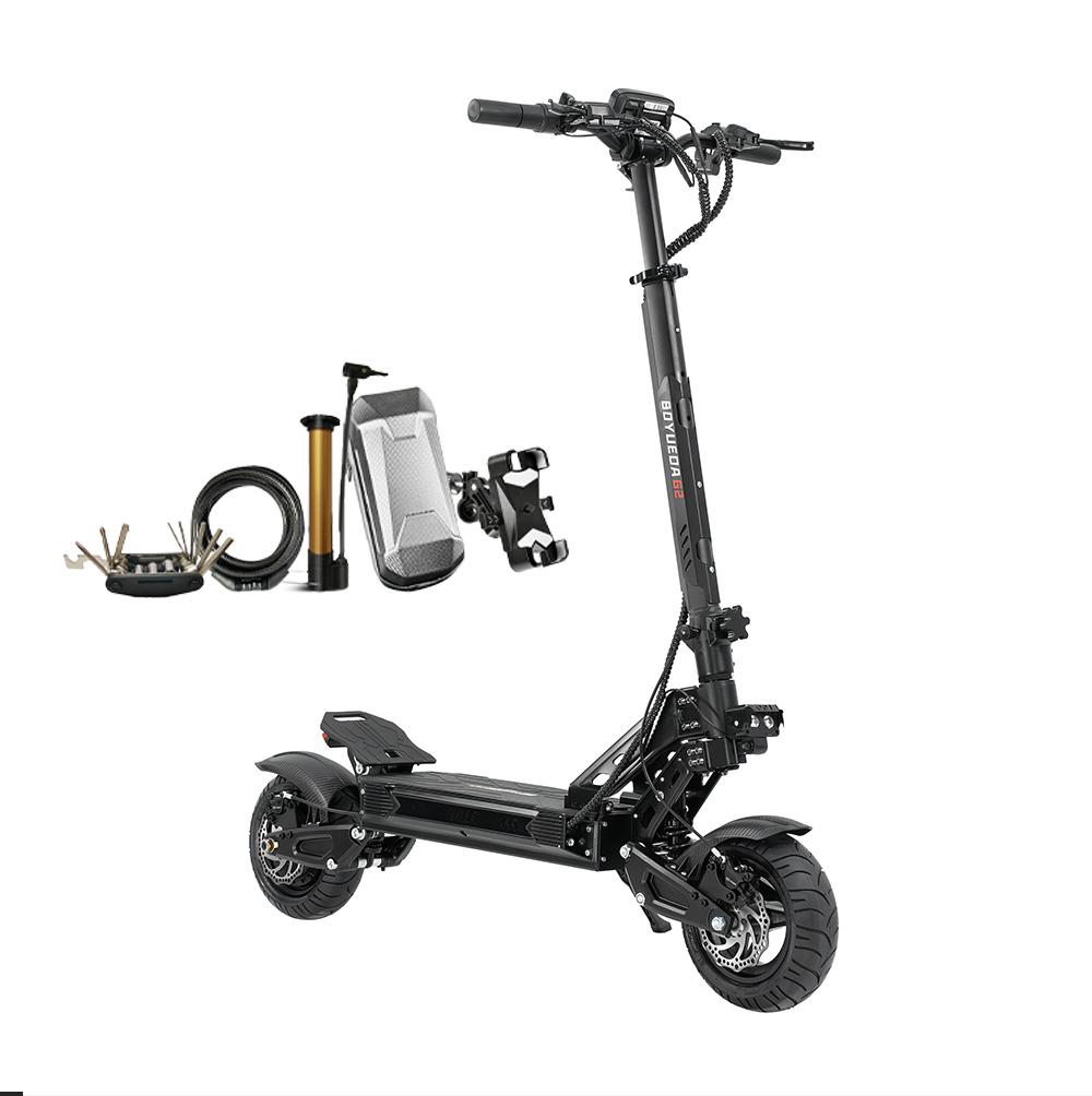 Boyueda G2 52V 19Ah Akku faltbarer elektrischer Offroad-Roller mit Smart-Display, 10-Zoll Anti-Rutsch-Reifen, hydraulische Scheibenbremsen.