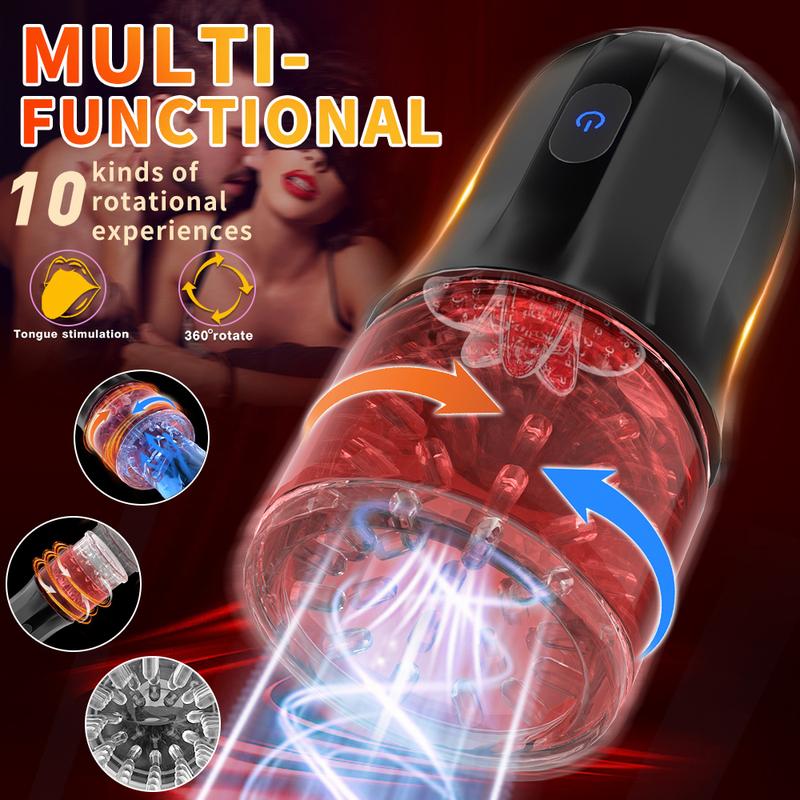 Automatic Masturbator Cup Machine Electric Piston Rotating Sucker Male Blowjob Vagina Dildo Real Oral Vibrator Sex Toys for Men