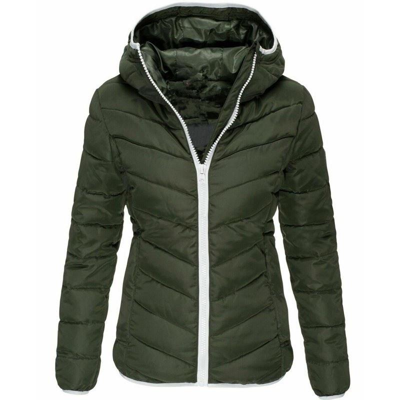 Korean-Style Women's Solid Color Hooded Cotton Jacket - Casual, Warm, and Slim Fit for Autumn/Winter