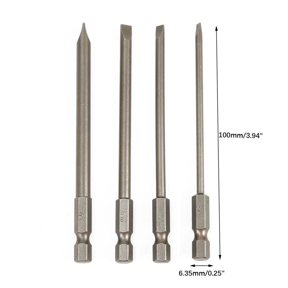 1/4\" Screwdrivers Bits 100mm 3mm-6mm 4Pcs Head Hex