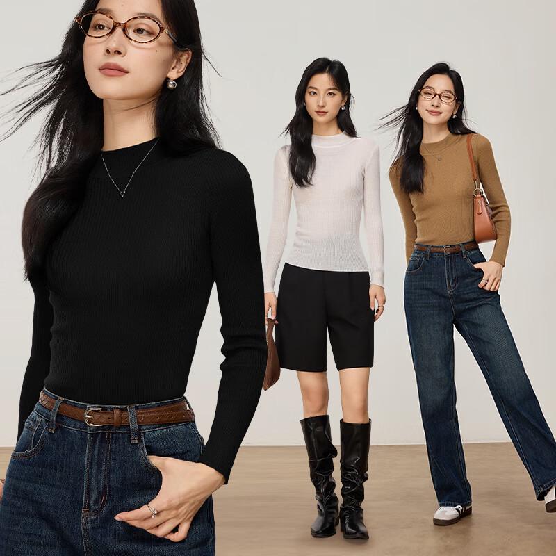 

VICTORIA&VERA Women s 99% Wool Semi-High Neck Knit Sweater V9017S01 L