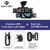 1080P Quad Dash Cam, 4-Channel 4-Screen Display, WiFi, Phone Sync, Rear View, Night Vision, Wide Angle