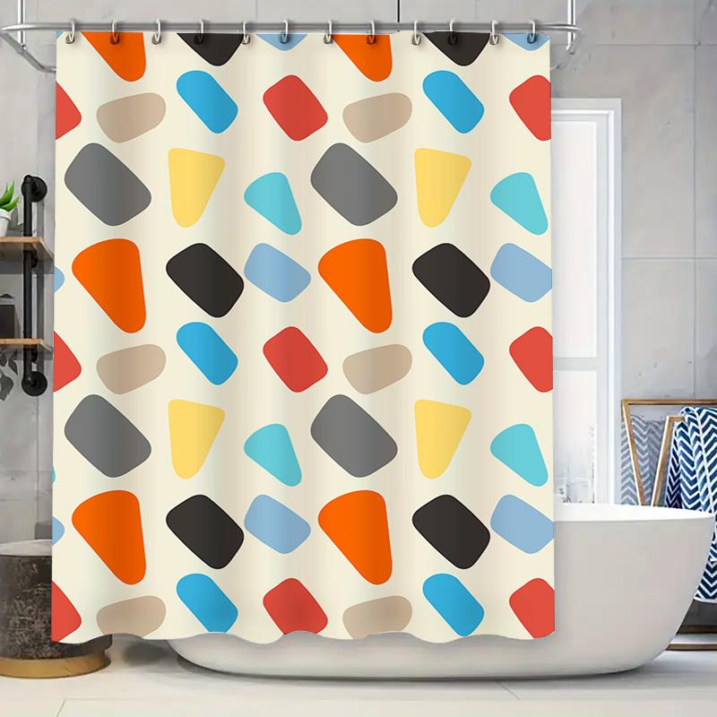 Vintage Style Shower Curtain with Pink and Orange Stars Decorative Waterproof Fabric for Bathroom Decoration Size: 72 X 72 Inche