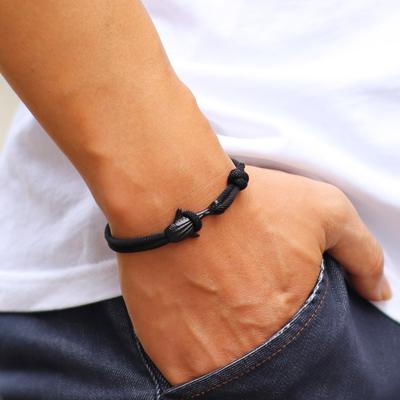 Marine Stil Herren Armband Schwarzer Hai Delfin Armband Schiebbar Verstellbar Nautisches Wickel Seil Armband Strand Sport Radfahren Schmuck