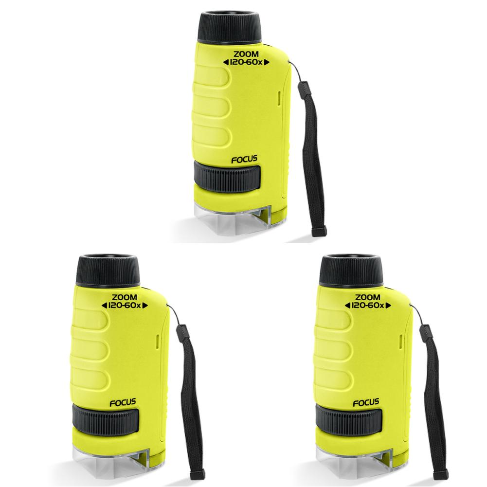 

Міні-кишеньковий мікроскоп Lab LED Light 60-120x Дитяча наукова іграшка (Жовтий мікроскоп)