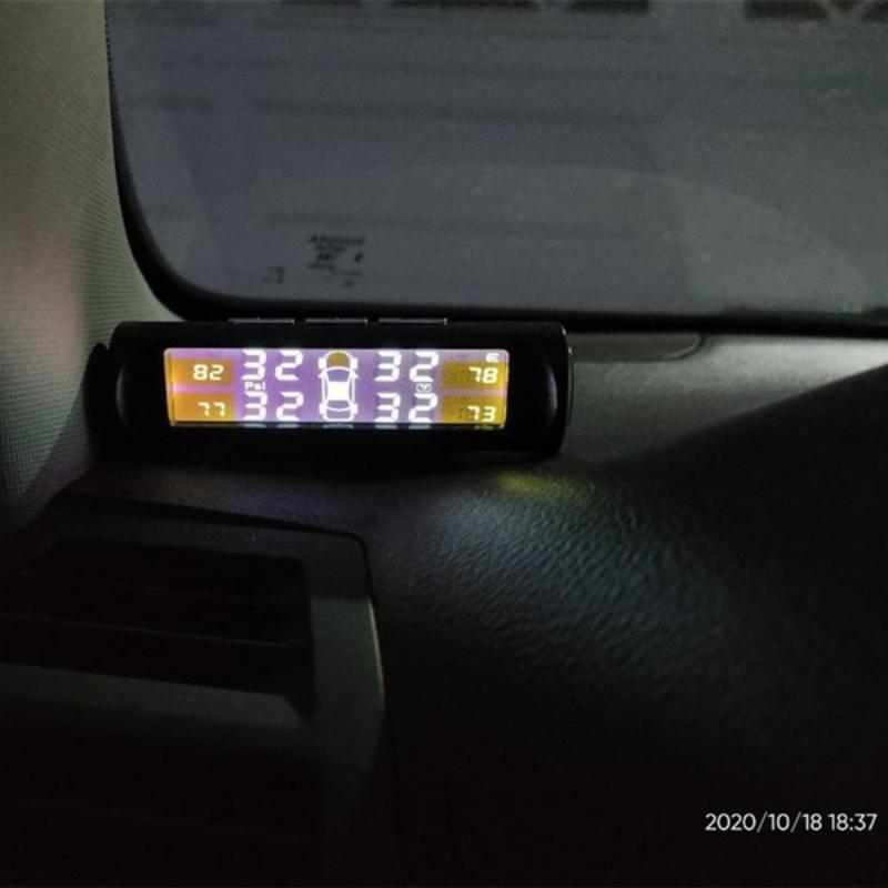 Solar Wireless TPMS Car Tire Tyre Pressure Monitoring System With 4 Sensors Tire Pressure Inspection Tool Digital LCD Display