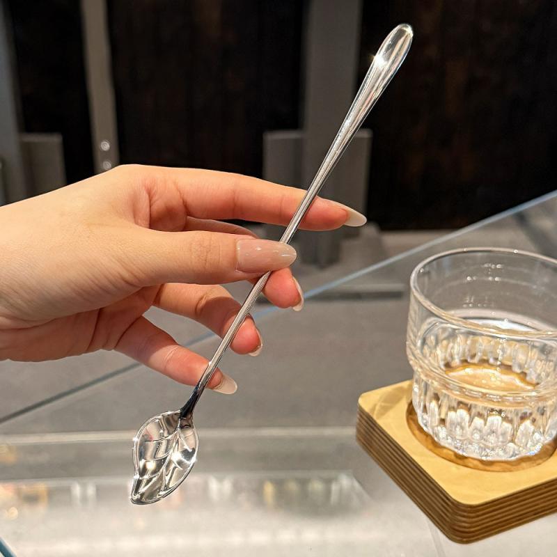 304 Stainless Steel Mixing Spoon Long Handle Dessert Spoon Milk Tea Honey Spoon Coffee Spoon Soup Spoon Lengthened Spoon