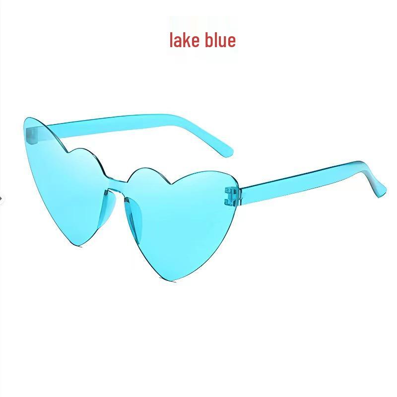 European & American Heart-shaped Rimless Sunglasses in Jelly Colors In Stock озеро синий