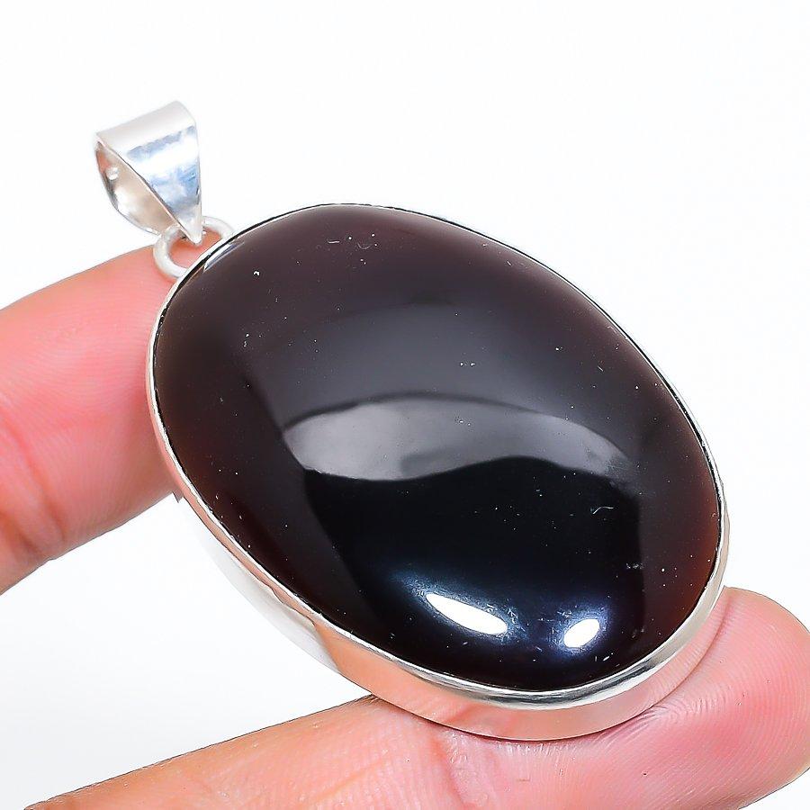 Dendrite Opal Gemstone Handmade 925 Sterling Silver Jewelry Pendant 2.32" SU-10916