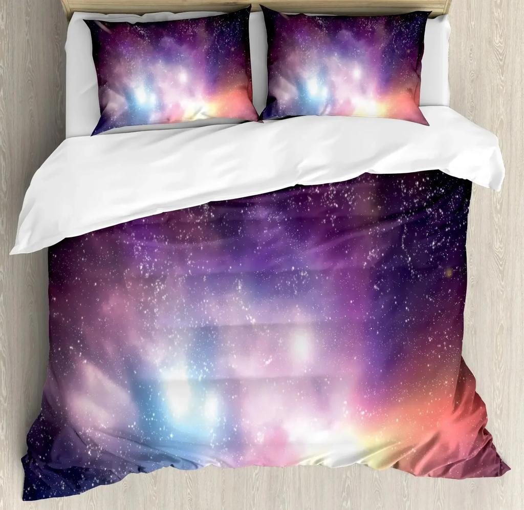 Sky Space Night Time Universe Stars And Nebulas Distant Parts Of Galaxy Comfortable Duvet Quilt Cover Pillowcase Bedding Set