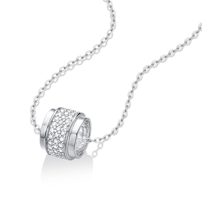 

CAOSHI Classic Circular Pendant Necklace for Engagement Trendy Silver Color Party Accessories Brilliant Jewelry Gifts for Women 40cm 5cm