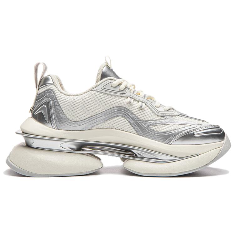 Li Ning Ling Kong Trendy Pohodlné Odolné Prodyšné Nízké Táta Boty Dámské Tenisky Světle Stříbrné AZGW284-1