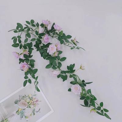 Blumengirlande, künstliche Rosenranken mit grünen Blättern, zum Aufhängen für Innen- und Außenwände, Hausgarten, Hochzeit, Sommerdekoration für Veranda, Terrasse, Balkon