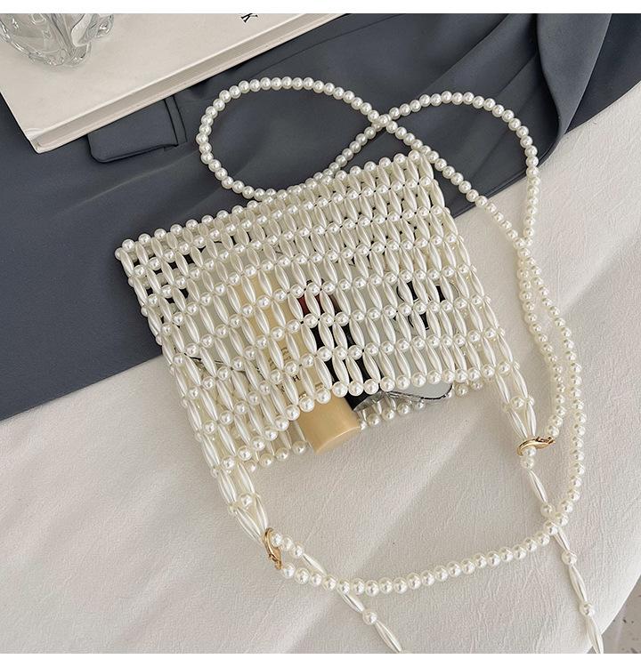 Summer 2026 Pearl Beaded Hollow Mini Crossbody Handbag for Women