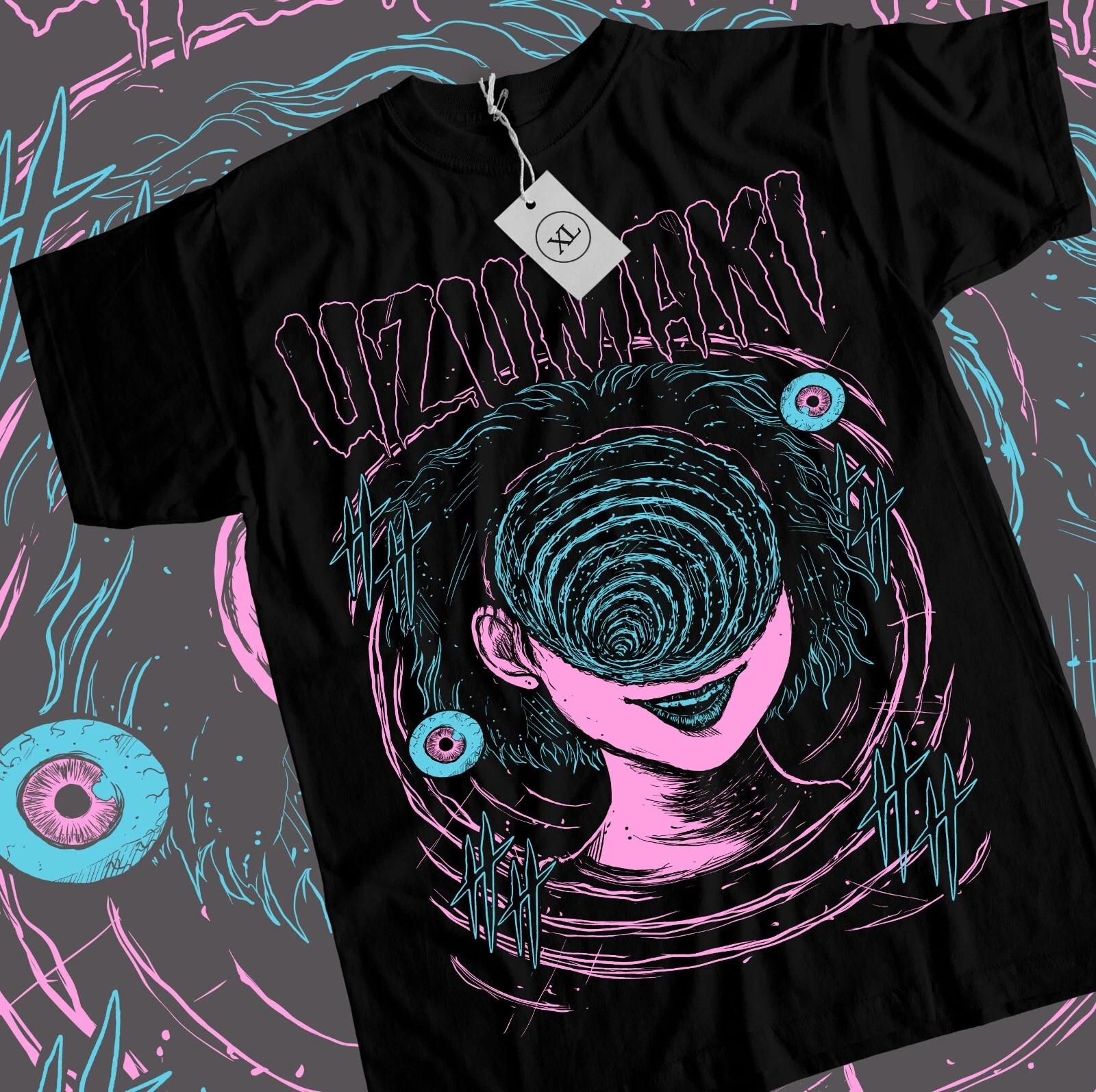 

Junji Ito Uzumaki T-Shirt Horror Japan Guro Funny Girl Anime Gift Shirt All Size S