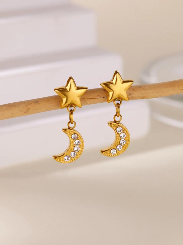 Stainless Steel Star Hoop Earrings For Women Men Gold Color Star Earrings Wedding Ear Buckle Jewelry Christmas Gift aretes