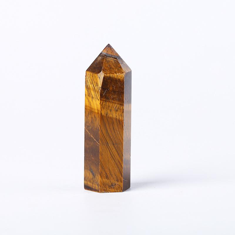 Hexagonal Crystal Column Ornament: Polished Semi-Precious Stone in Various Materials