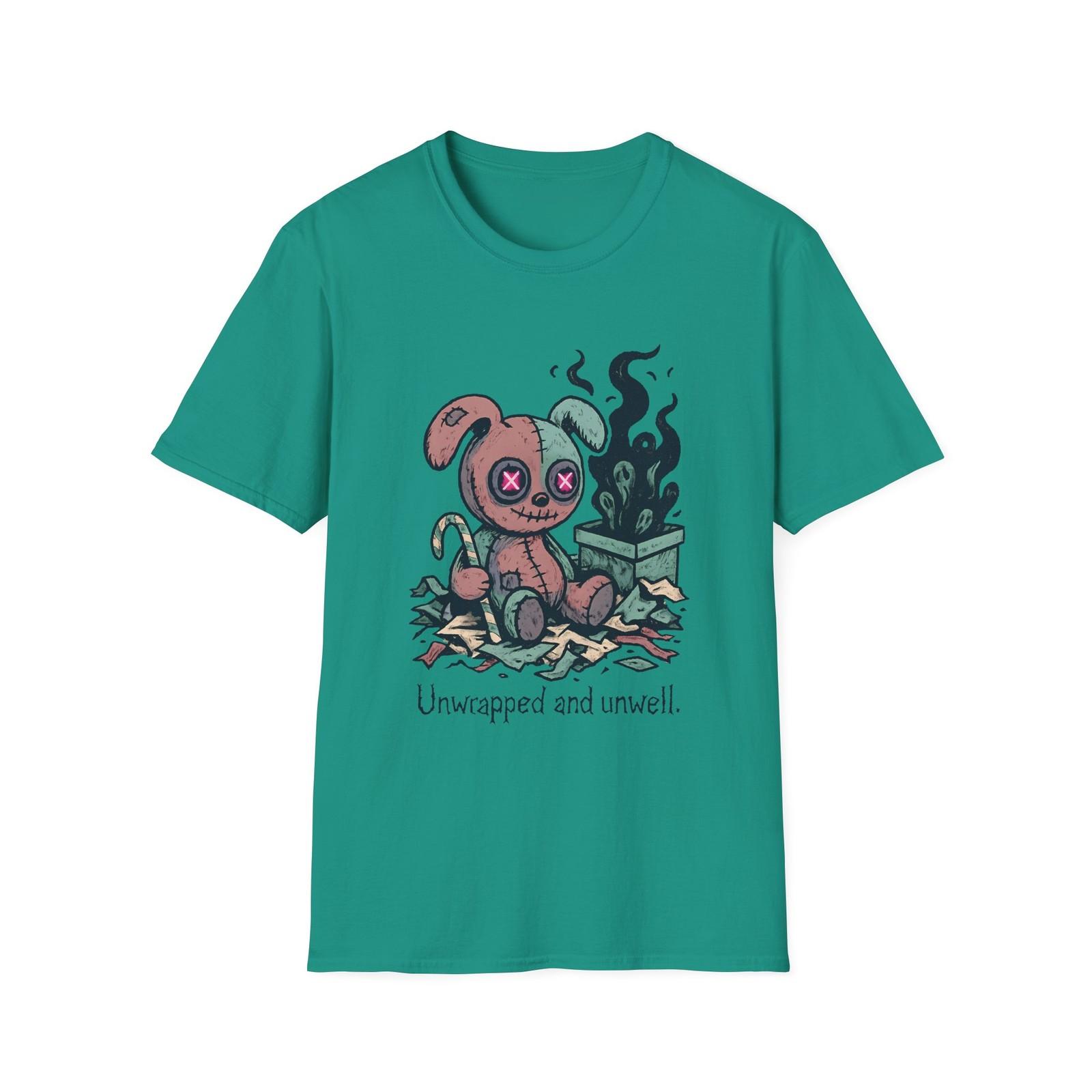 Unisex Softstyle T-Shirt Mens Womens Tees Top Pastel Plush Glowing Eyes Funny Christmas Mood L