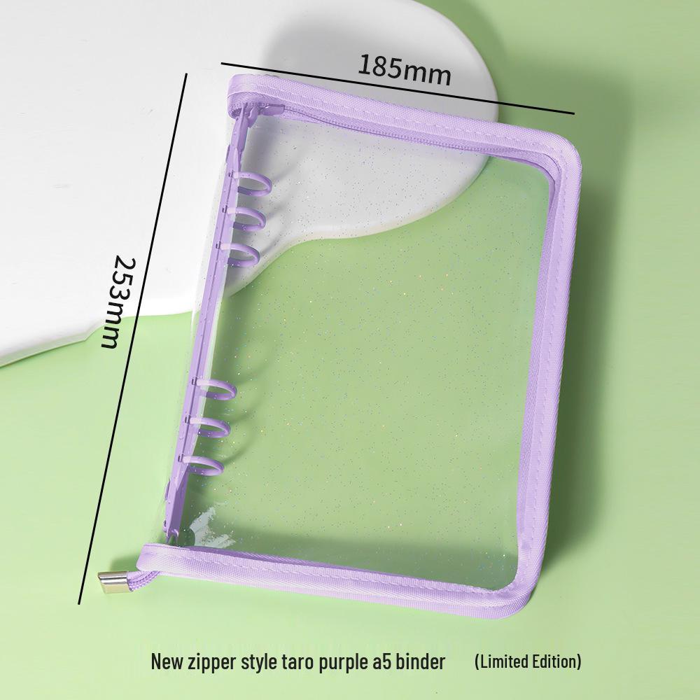 A5 Transparent PVC Ring Binder Notebook Planner, 6-Hole Photo Album with Removable Cover (A6 Compatible)