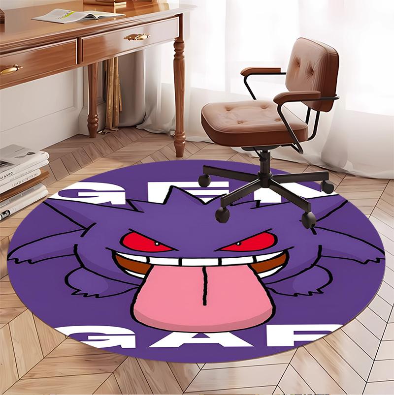 Gengar Pattern Round Rug, Indoor/Outdoor Mat, for Picnic, Gameroom, Bedroom, Office, Living Room, Home Decor Carpet, Birthday Gift