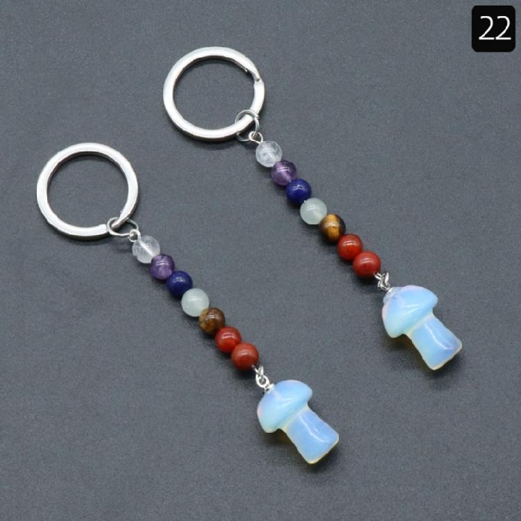 Key Chains Plant Jewelry Mushroom Shape Stone Alloy Material Key Rings for Keys
