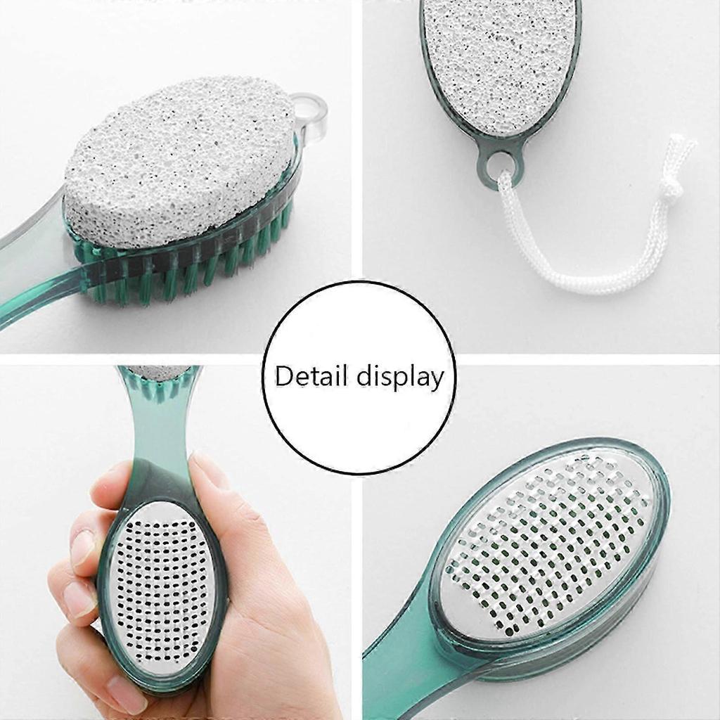Foot Scrubber, 4 in 1 Portable Foot Brush Scrubber, Foot Heel Scrub Brush, Pedicure Foot File with Sandpaper Brush, Foot Rasp for Foot Dead Skin Remov
