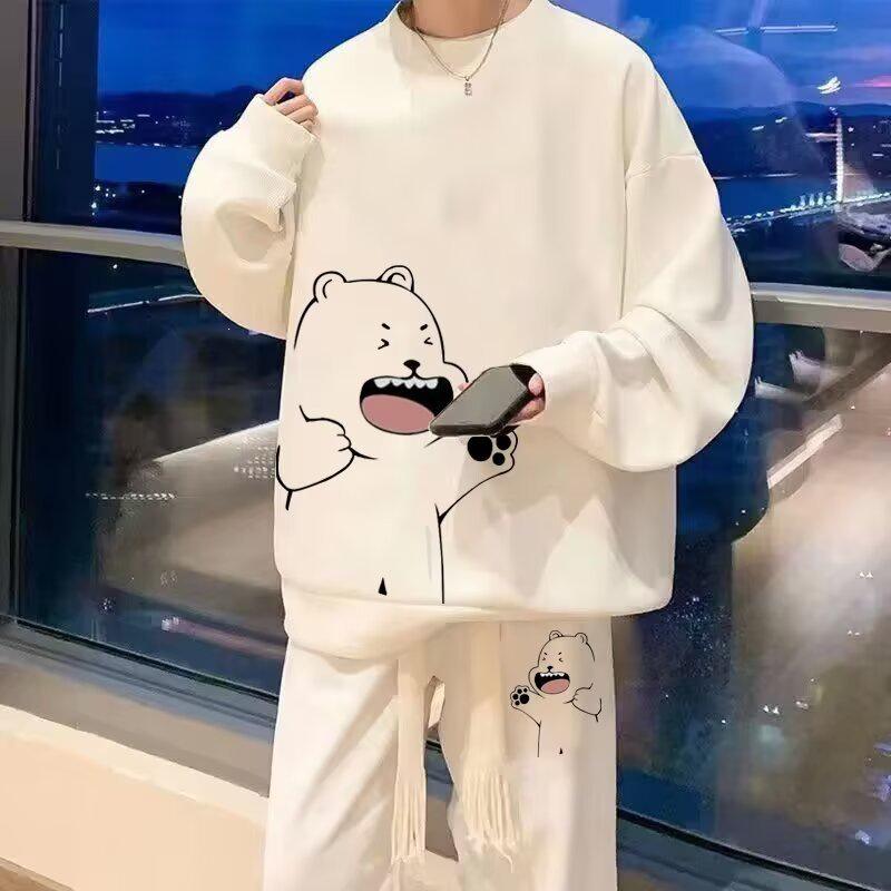 Harajuku Men's Trendy Sporty Casual Set: Creative Loose Hoodie & Pants Two-Piece