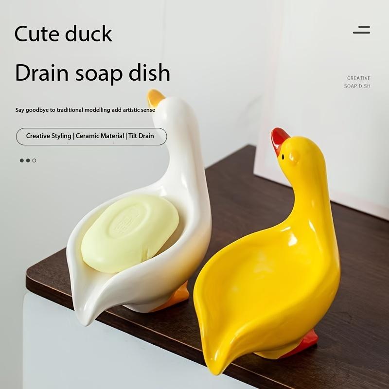 Porcelain Cute Duck Soap Dish, Cute Duck Bathroom Soap Holder, Anti Water Storage Rack, Washbasin Decor
